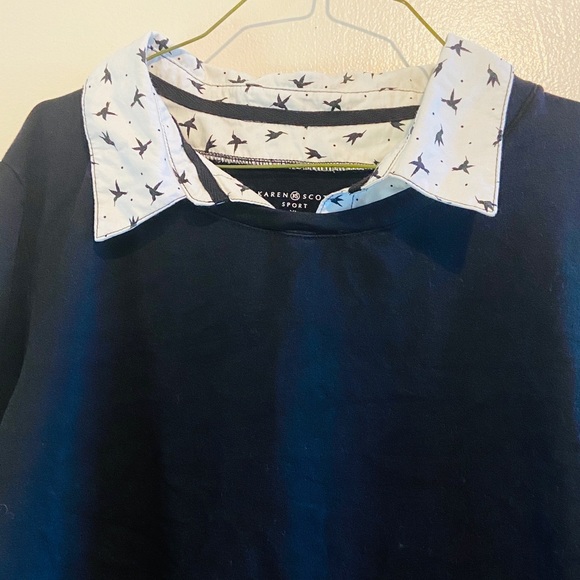 Black top with white collar. - Picture 3 of 6